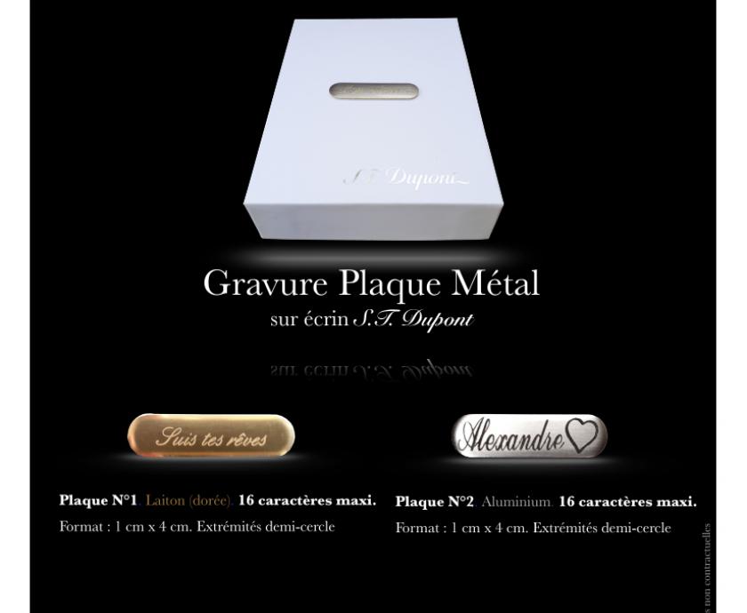 Gravure plaque métal ornementale sur écrin briquet S.T. Dupont Slim 7,  Minijet et Maxijet